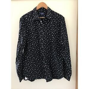 Wills Sport Slim Fit Navy White Star Compact Cotton Button Up Shirt 17.25" 47" M
